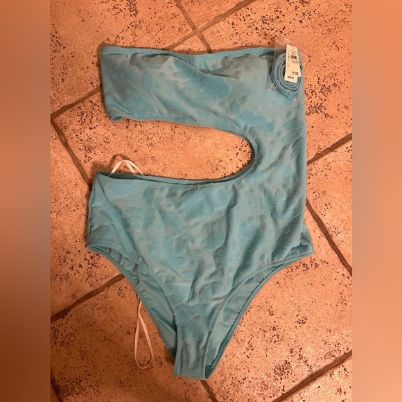 aerie Other - AERIE Terry Cut Out Strapless One Piece Swimsuit Size XL Long NWT